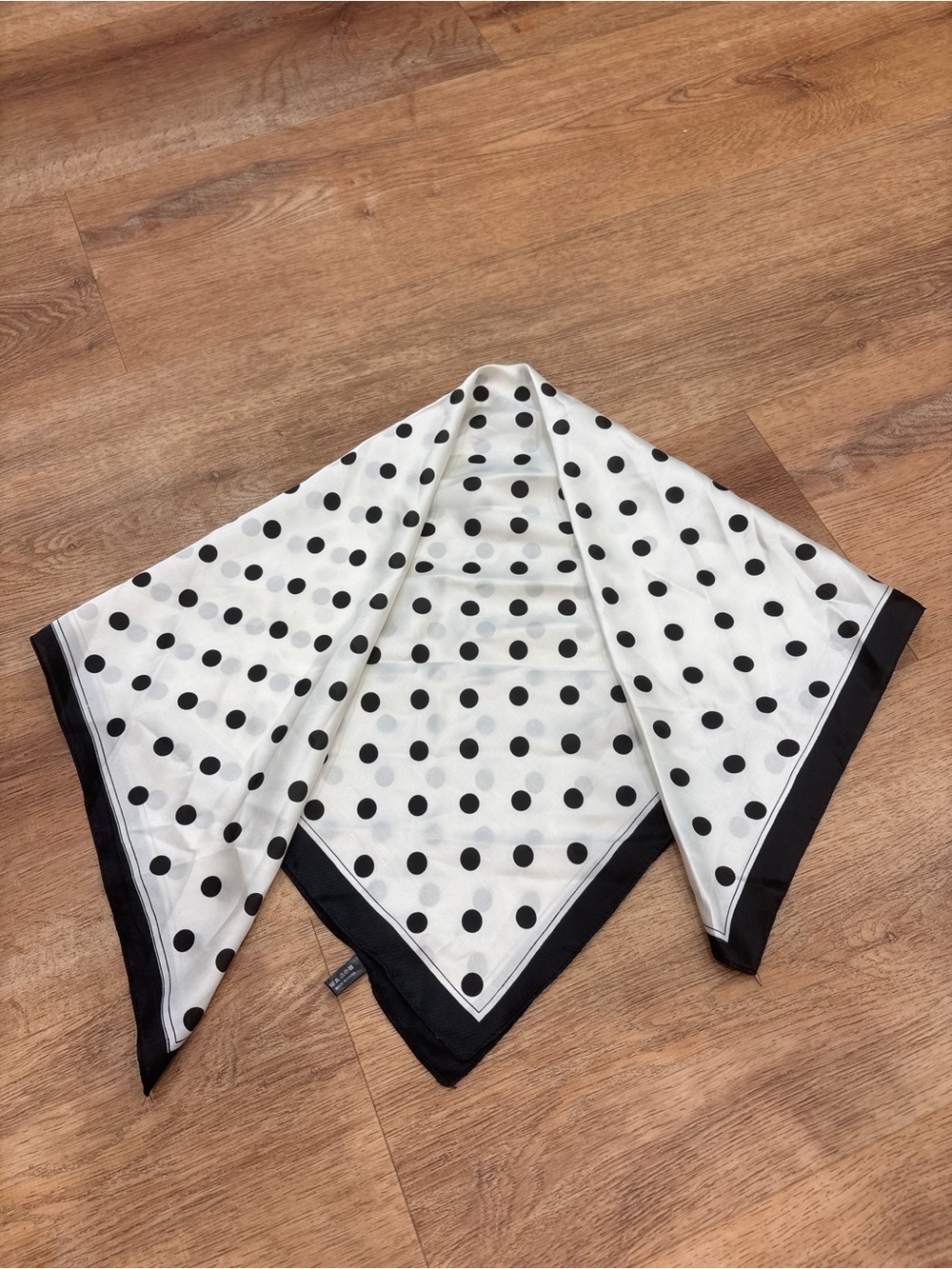 Buckle Black and White Polka Dot Square Scarf